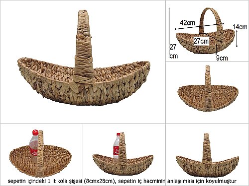 sd49956 dekoratif üstten saplı no3 gondol sepet - 