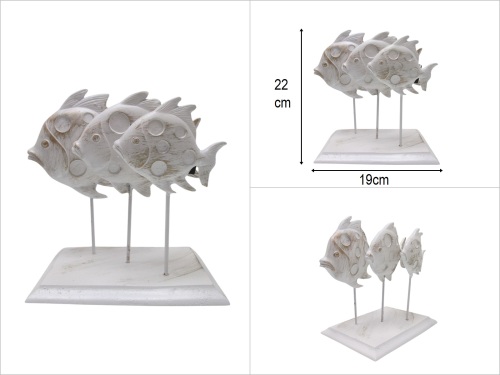 sd49966 dekoratif 3 lü beyaz eskitme rötuşlu melek balığı obje - BU ÜRÜN SADECE MAĞAZADAN SATIŞ