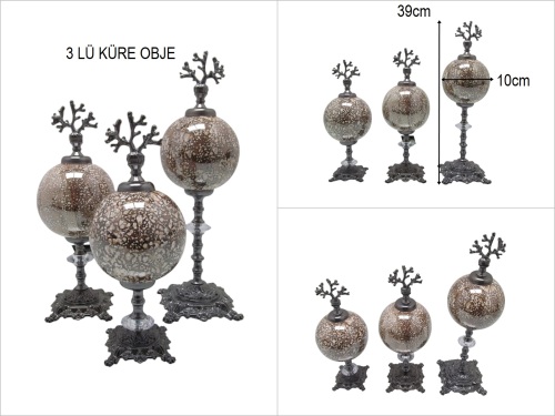 sd49968 dekoratif 3 lü karamel küre obje - BU ÜRÜN SADECE MAĞAZADAN SATIŞ
