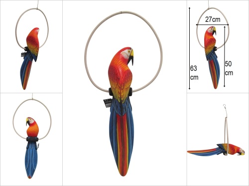 sd49993 dekoratif ahşap el yapımı çember tünekte papağan - 