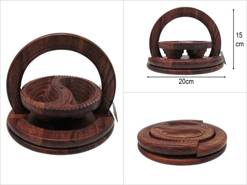 sd49997 dekoratif el yapımı no1 işlemeli bölmeli ahşap obje - 