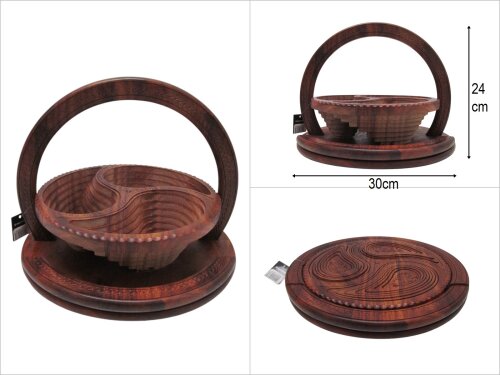 sd49999 dekoratif el yapımı no3 işlemeli bölmeli ahşap obje - 