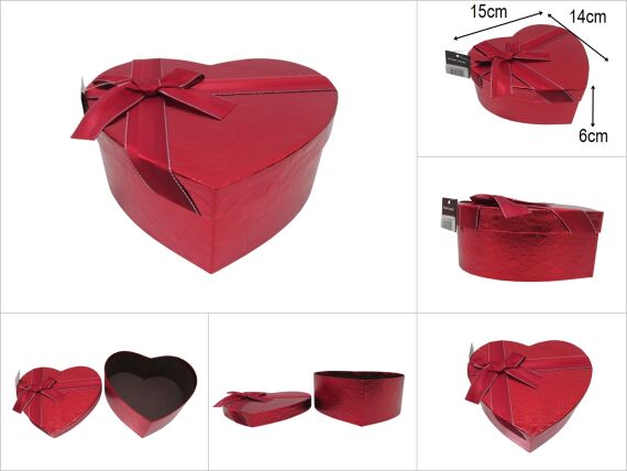 sd50044 kırmızı kalp no1 kurdelalı parlak kabartma desenli hediye saklama kutusu - 1