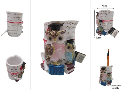 sd50091 dekoratif baykuşlu kalemlik - 