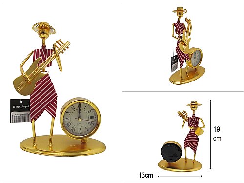 sd50102 dekoratif gold boyalı metal müzisyen biblo saat gitar - 