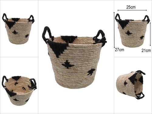 sd50116 no2 yuvarlak hasır+tekstil sepet - 