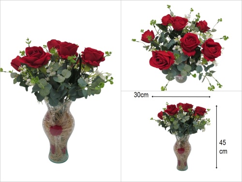 sd50120 cam vazoda 7 adet kırmızı gül - BU ÜRÜN SADECE MAĞAZADAN SATIŞ