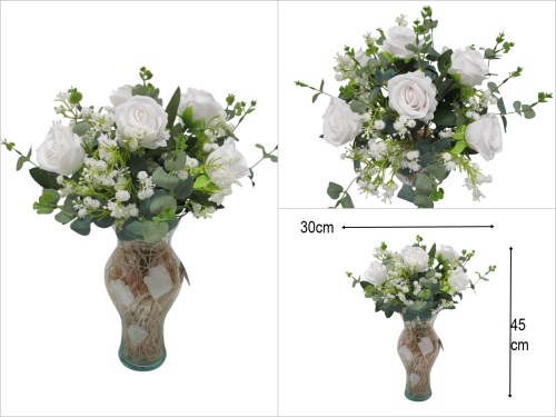 sd50121 cam vazoda 7 adet beyaz gül - BU ÜRÜN SADECE MAĞAZADAN SATIŞ