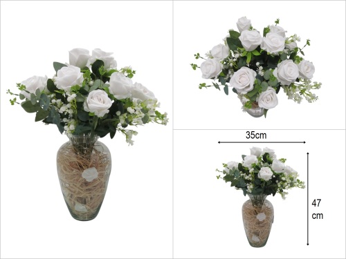 sd50122 cam vazoda 13 adet beyaz gül - BU ÜRÜN SADECE MAĞAZADAN SATIŞ