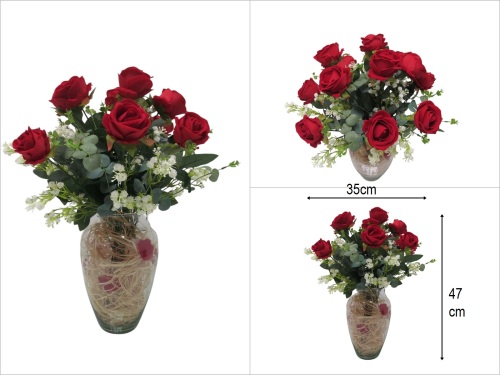 sd50123 cam vazoda 13 adet kırmızı gül - BU ÜRÜN SADECE MAĞAZADAN SATIŞ