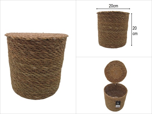 sd50139 dekoratif derin silindir hasır kapaklı kutu - 