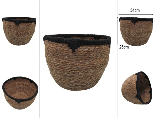 sd50151 no3 yuvarlak hasır+tekstil sepet - 