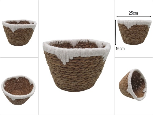 sd50152 no1 yuvarlak hasır+tekstil sepet - 