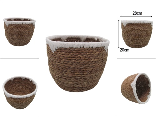 sd50153 no2 yuvarlak hasır+tekstil sepet - 