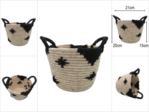 sd50155 no1 yuvarlak hasır+tekstil sepet - 