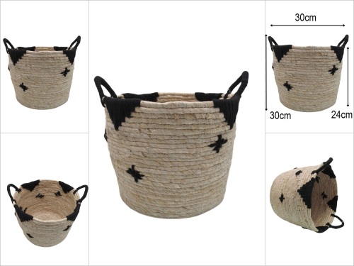 sd50157 no3 yuvarlak hasır+tekstil sepet - 