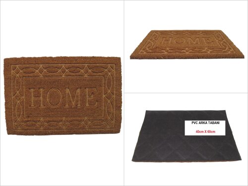 sd50171 pvc tabanlı kabartma dekorlu koko kapı paspas 40cmx60cm - 