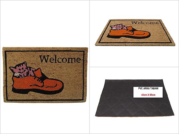 sd50176 pvc tabanlı koko kapı paspas 40cmx60cm - 1