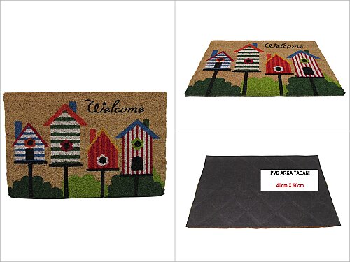 sd50177 pvc tabanlı koko kapı paspas 40cmx60cm - 