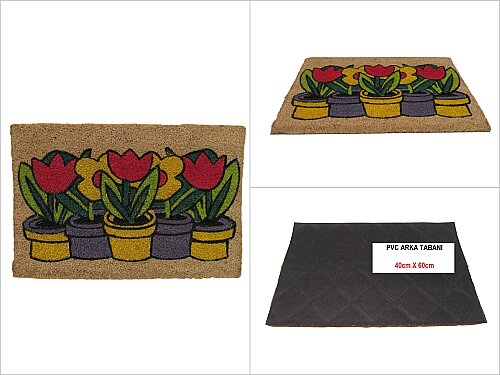 sd50178 pvc tabanlı koko kapı paspas 40cmx60cm - 