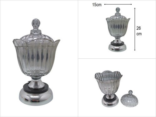 sd50193 kapaklı gümüş cam sunumluk LUX - BU ÜRÜN SADECE MAĞAZADAN SATIŞ