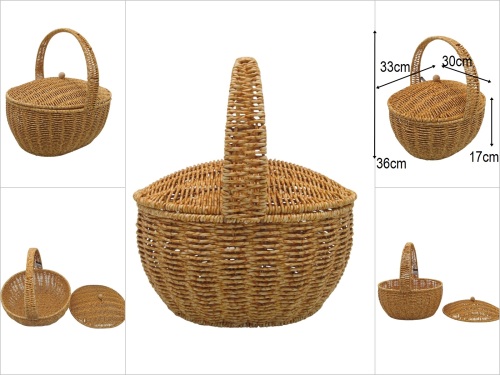 sd50217 üstten saplı kapaklı oval no1 pvc örme sepet - 