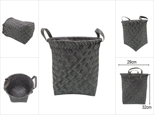 sd50222 dekoratif yuvarlak derin no1 suni deri kulplu pvc örme sepet - 