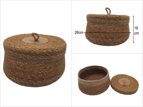 sd50237 vizon renk dekorlu no2 güveç model kapaklı hasır sepet - 