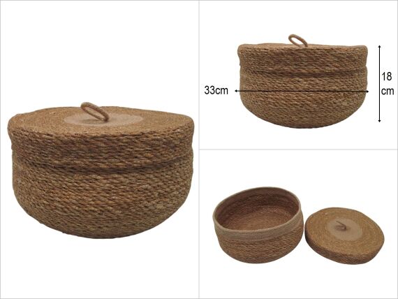 sd50238 vizon renk dekorlu no3 güveç model kapaklı hasır sepet - 1