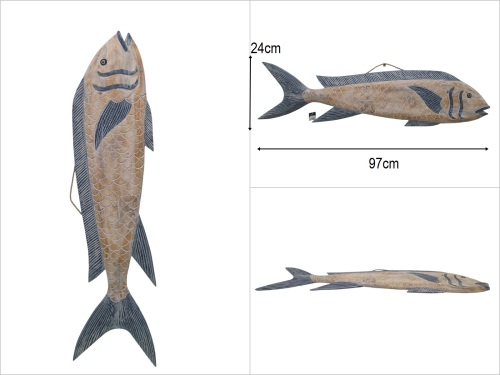 sd50249 Ahşap Duvara Asmali Balık - 