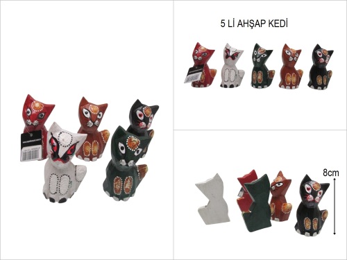 sd50265 ahşap 5 li kedi seti - 