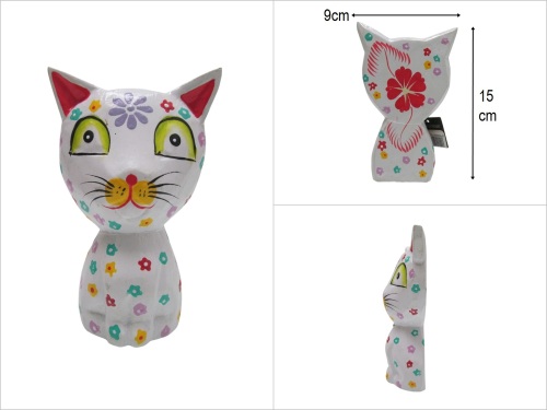 sd50271 renkli dekoratif ahşap kedi - 