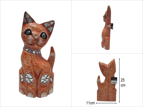 sd50282 dekoratif ahşap aynalı kedi - 