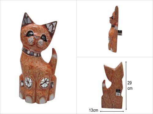 sd50283 dekoratif ahşap aynalı kedi - 
