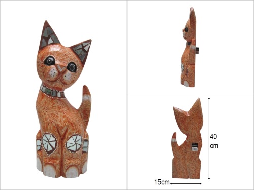 sd50284 dekoratif ahşap aynalı kedi - 