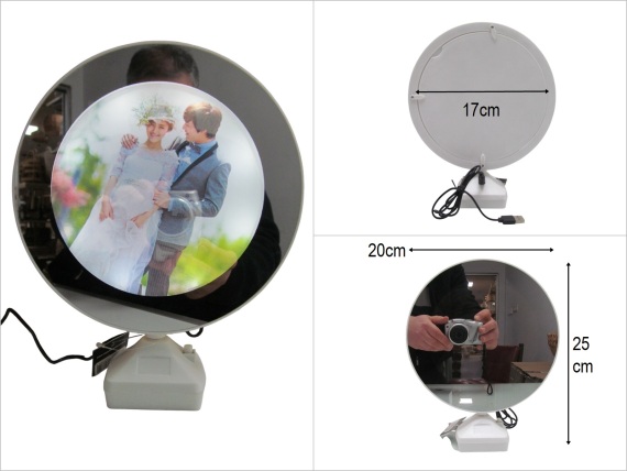 sd50291 beyaz yuvarlak ışıklı ayna + fotoğraf çerçevesi - 1