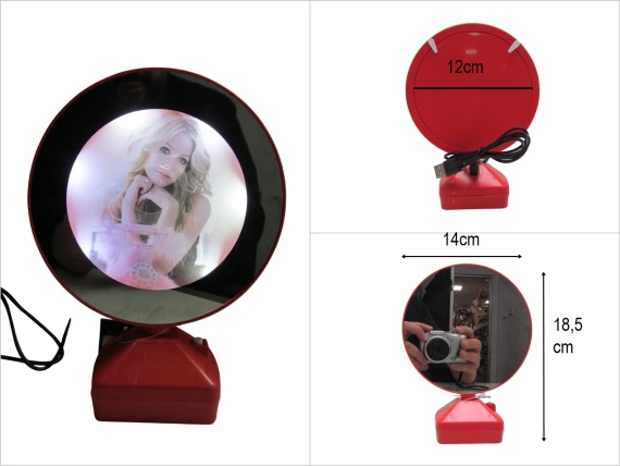 sd50292 kırmızı yuvarlak ışıklı ayna + fotoğraf çerçevesi - 1