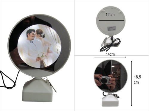 sd50293 beyaz yuvarlak ışıklı ayna + fotoğraf çerçevesi - 