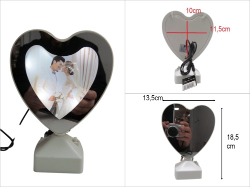 sd50295 beyaz kalp ışıklı ayna + fotoğraf çerçevesi - 