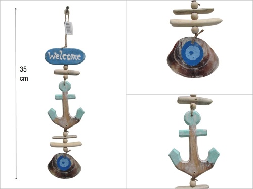 sd50335 sedef dekorlu ahşap çapalı welcome - 