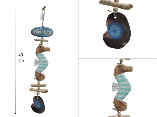 sd50337 sedef dekorlu ahşap denizatlı welcome - 