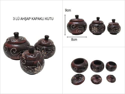 sd50357 ahşap 3 lü kapaklı kutu - 
