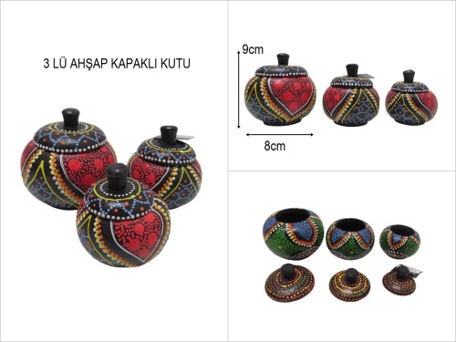 sd50358 ahşap 3 lü kapaklı kutu ASORTİ - 