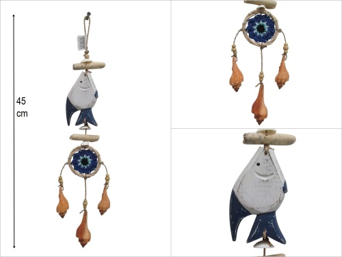 sd50408 ahşap balıklı ,makromeli deniz kabuğu - 