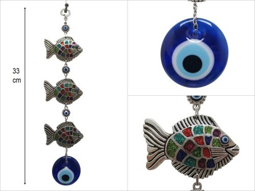 sd50426 cam nazarboncuklu metal 3 lü balık - 