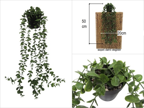 sd50604 dekoratif plastik saksılı yapay sarkan çiçek - 