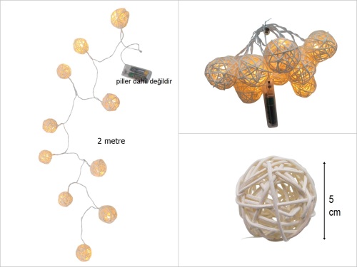 sd50619 led ışıklı 2 metre hasır toplar - 