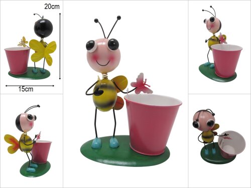 sd50623 metal arı dekorlu saksılık - 