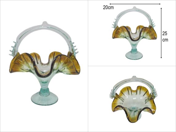 sd50685 el yapımı dekoratif bal rengi vintage cam şekerlik obje - 1