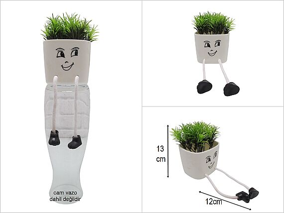 sd50698 ayakları sallanan plastik saksılı çiçek - 1